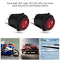 Miniatyrbillede 6 af 8: 2 stk Røde LED Lys 12V/24V Universal 20A 3-polet Bil Auto Båd Rundt Tænd/Sluk Vippekontakt