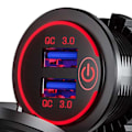 Miniatyrbillede 8 af 8: Billader USB Multi Port QC3.0 Hurtigopladning cigarettænder Adapter til RV Skibe Motorcykler Rødt lys