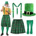Nissehue Saint Patrick's Day kostumetilbehørssæt Grønne lårhøje strømper Plaid forklæde til Cosplay-fest Section 2