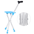 Miniatyrbillede 7 af 8: Metal Udendørs Foldbar Vandrestok Hjælp Tripod Krykke Stol med Sæde Blå Farve