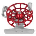 Miniatyrbild 7 av 8: Bärbar Isfiske Rulle Aluminiumlegering Högerhäntad Fluffiske Rulle Arbetsbesparande (Röd)