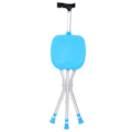 Miniatyrbillede 3 af 8: Metal Udendørs Foldbar Vandrestok Hjælp Tripod Krykke Stol med Sæde Blå Farve