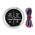 Miniatyrbillede 1 af 8: 52 mm/2 tommer multifunktions 4LED-alarmindikator Volt Vandtemperatur Olietrykalarmsmåler 12/24V til marinebåd Sort urskive Sølvramme