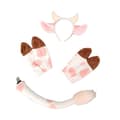 3 dele tilbehørssæt til ko-kostumer, koører, pandebånd, handsker, hale, tilbehørssæt til børn og voksne, dyr, mælkeko-kostumer, lyserødt, hvidt sæt pink white set