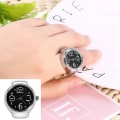 Miniatyrbillede 7 af 8: 1 stk. Moderigtigt Kvinder Mænd Kvarts Analog Rund Finger Ring Kærlighedsur (Sort)