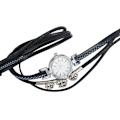 Miniatyrbillede 2 af 8: Kvindes Rhinestone PU Rem Rundt Urværk Armbåndsur (Sort)