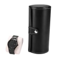 Miniatyrbillede 7 af 8: Urboks med 3 rum, cylinderformet, til ur, armbåndsur, display, smykker, gave, opbevaring (sort)