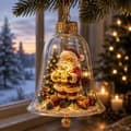 Lysende julefortellingsklokkepynt med opplyst miniferiescene