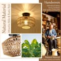 Miniatyrbild 3 av 5: 【BEMS】Rattan Hanging Ceiling Light, Boho Ceiling Lamp with Rattan Shade, Vintage Bamboo Ceiling Light, Rustic Rattan Ceiling Lamp