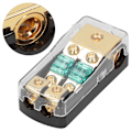 Miniatyrbilde 8 av 8: 1 Inn 2 Ut 0/4 AWG til 4/8 AWG Audio Power Sikringsholder med Gjennomsiktig Lokk for Bil Lastebil Båt RV