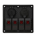 Miniatyrbillede 2 af 8: 4-vejs vippekontaktpanel LED Vandtæt Dobbelt USB-opladningsport 12‑24V DC 4,8A til RV'er YachtsRed