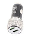 Miniatyrbillede 7 af 8: USB Billader 5V Rhinestone Dekoration Dual Port Hurtigopladningsadapter Bilinteriørtilbehør Hvid