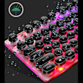 Miniatyrbillede 7 af 8: Keyboard Mouse Combo Punk Retro Keycaps USB Kablet Farverig Baggrundsbelyst Holdbart ABS Tastatur og Mus til Gaming Laptop PC Sort Punk Sæt