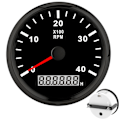 Miniatyrbilde 8 av 8: 85 mm spiss båtturteller LCD Digital 4000 RPM med rød bakgrunnsbelysning IP67 Vanntett 12V/24V Svart Skive Svart Kappe