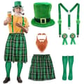 Saint Patrick's Day kostumetilbehørssæt, nissehat, plaider, forklæde, grønne lårhøje strømper til feriefest Section 5