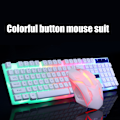 Miniatyrbilde 1 av 8: USB Spillsett for Gaming med LED-bakgrunnsbelyst Tastatur og Mus - Solid og Slitesterk, Fargerik Glødende Gamingmus, Datatilbehør