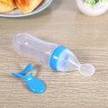 Miniatyrbillede 4 af 5: Silikon Baby Foderflaske med Ske - 90mL (Blå)
