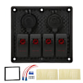 Miniatyrbilde 1 av 8: 4-veis vippebryterpanel LED Vanntett Dobbel USB-ladeport 12‑24V DC 4,8A for bobiler YachtsRed