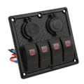 Pikkukuva 5 / 8: 4-osainen keinukytkinpaneeli LED Vedenpitävä Kaksois-USB-latausportti 12‑24V DC 4,8A matkailuautoihin jahteihin punainen