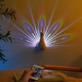 Påfuglelampe, påfuglenatlampe, påfuglevæglampe/projektorlampe (hvid)