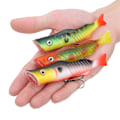 Miniatyrbilde 8 av 8: 3 stk Popper Fiskeagn, Flytende Agner, Trippelkroker, Livaktig Crankbait Fiskeutstyr