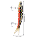 Miniatyrbillede 7 af 8: 13,7 cm Plastik Fiske Hard Bait 8 Sektioner Synkende Wobbler Krog Tackle til Bas (JM034-4)