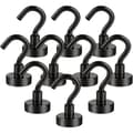Magnetic Hooks, 10 Pcs Neodymium Magnet Hooks, 16mm Strong Magnetic Hook, Super Strong Magnets with Hooks (Black)