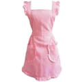 Retro justerbart volangförkläde med fickor, små till plusstorlekar för kvinnor - JS Pink