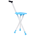 Miniatyrbillede 6 af 8: Metal Udendørs Foldbar Vandrestok Hjælp Tripod Krykke Stol med Sæde Blå Farve