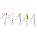 Miniatyrbilde 6 av 8: 5 stk 10g Jig Fiskeagn Metal Jig Agner Kunstig Agn med Fjærkroker Fiskeutstyr for Bass