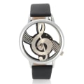 Miniatyrbillede 1 af 7: Quartz Analog Par Ur Par Rundt Hul Musiknote Urtavle PU Rem Armbåndsur (Sort Rem)