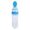 Miniatyrbillede 1 af 5: Silikon Baby Foderflaske med Ske - 90mL (Blå)