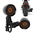 Miniatyrbild 6 av 8: Universal Motorcykel Retro Bullet Grid LED Blinkers Bromsljus Metall Shell Blinkers Black Shell Gul lins