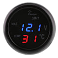 Miniatyrbilde 3 av 5: Dobbel LED Digital Display Voltmeter Termometer Sigarettenner USB Billader (blå, rød)