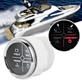 Miniatyrbillede 5 af 8: 52 mm/2 tommer multifunktions 4LED-alarmindikator Volt Vandtemperatur Olietrykalarmsmåler 12/24V til marinebåd Sort urskive Sølvramme