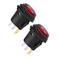 Miniatyrbillede 3 af 8: 2 stk Røde LED Lys 12V/24V Universal 20A 3-polet Bil Auto Båd Rundt Tænd/Sluk Vippekontakt