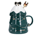 Miniatyrbillede 1 af 8: Stor Keramisk Julekop med Låg og Ske - 500ml Grøn