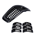 Miniatyrbild 8 av 8: 7-pack Frontgrillinsatser Grillskydd Trimtillbehör Passar Jeep Cherokee 2014-2018 Blank Svart Ram