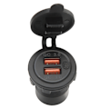Miniatyrbillede 2 af 8: Bil Dobbelt USB-porte Oplader QC3.0 Rødt lys med kontakt Universal til mobiltelefoner Tablets GPS