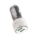 Miniatyrbillede 5 af 8: USB Billader 5V Rhinestone Dekoration Dual Port Hurtigopladningsadapter Bilinteriørtilbehør Hvid