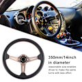 Miniatyrbillede 7 af 8: 250mm/14in NARDI Style 6-Bolt Halv Skål Sort Perforeret Læder Racer Rat med Horn Modificerede Dele