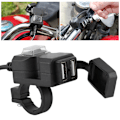Miniatyrbilde 5 av 8: 12V Dobbel USB-port Motorsykkelader Vanntett Styre-lader 5V 1A / 2.1A Adapter Telefon Strømuttak 12-24V
