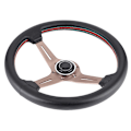Miniatyrbillede 3 af 8: 250mm/14in NARDI Style 6-Bolt Halv Skål Sort Perforeret Læder Racer Rat med Horn Modificerede Dele