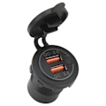 Miniatyrbillede 6 af 8: Bil Dobbelt USB-porte Oplader QC3.0 Rødt lys med kontakt Universal til mobiltelefoner Tablets GPS