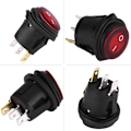 Miniatyrbillede 4 af 8: 2 stk Røde LED Lys 12V/24V Universal 20A 3-polet Bil Auto Båd Rundt Tænd/Sluk Vippekontakt