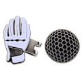 Miniatyrbillede 1 af 8: Mini Golf Hat Clip i Form af Handske i Rustfrit Stål med Magnetisk Boldmarkør Sort Hvid