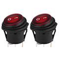 Miniatyrbillede 1 af 8: 2 stk Røde LED Lys 12V/24V Universal 20A 3-polet Bil Auto Båd Rundt Tænd/Sluk Vippekontakt