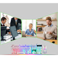 Miniatyrbild 7 av 7: Tangentbords- och muskombination Punk Retro Tangenthattar USB-ansluten Färgglad Bakgrundsbelyst Slitstarkt ABS-tangentbord och mus för Gaming Laptop PC Vit Punk Set