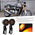 Miniatyrbild 8 av 8: Universal Motorcykel Retro Bullet Grid LED Blinkers Bromsljus Metall Shell Blinkers Black Shell Gul lins