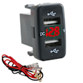 Miniatyrbillede 1 af 8: 4,2A biloplader Effektiv opladning Dobbelt USB-portadapter med 0,6 m linjeomskifter til Toyota-modeller Rød